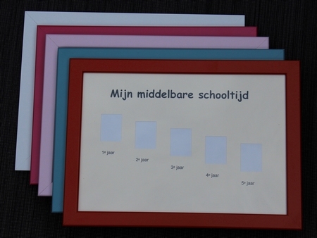 Schoolfotolijst Middelbare school klas 1-5 - Zalmroze rand