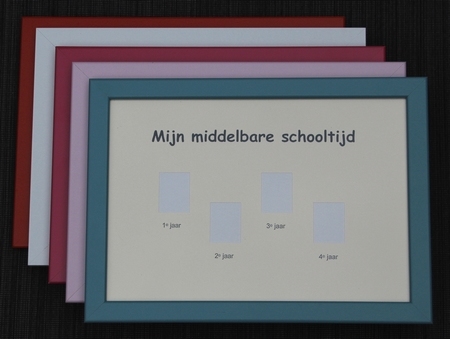 Schoolfotolijst Middelbare school klas 1-4 - Zalmroze rand